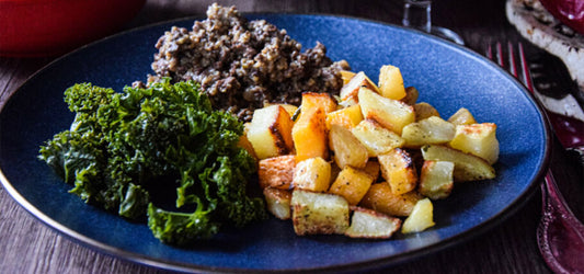 Traditional Burns Night Dish, Haggis, Broccoli and Potato Wedges