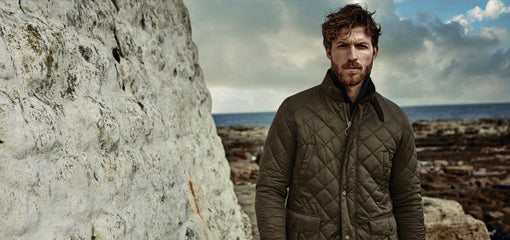 Man Outdoors Wearing Quality Barbour Quilted Jacket