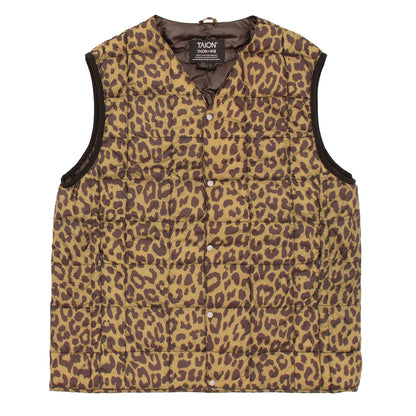 Taion Womens V Neck Button Down Vest Leopard - The Sporting Lodge