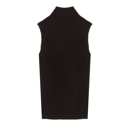 Sunspel Womens Mulberry Silk Rib Vest Jumper Black - The Sporting Lodge