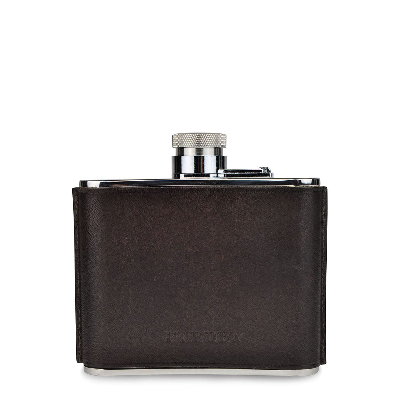 Purdey Hand Stitched 4oz Leather Flask Dark Brown - The Sporting Lodge