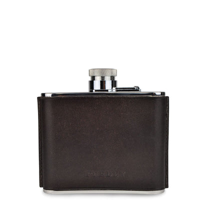 Purdey Hand Stitched 4oz Leather Flask Dark Brown - The Sporting Lodge