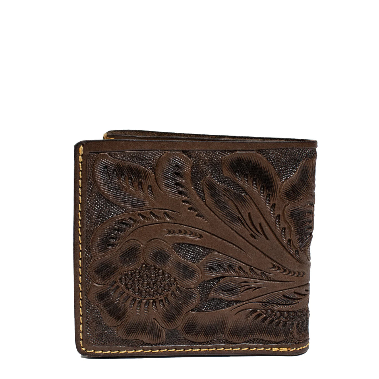 RRL by Ralph Lauren Hand Tooled Leather Billfold Wallet Brown - The Sporting Lodge