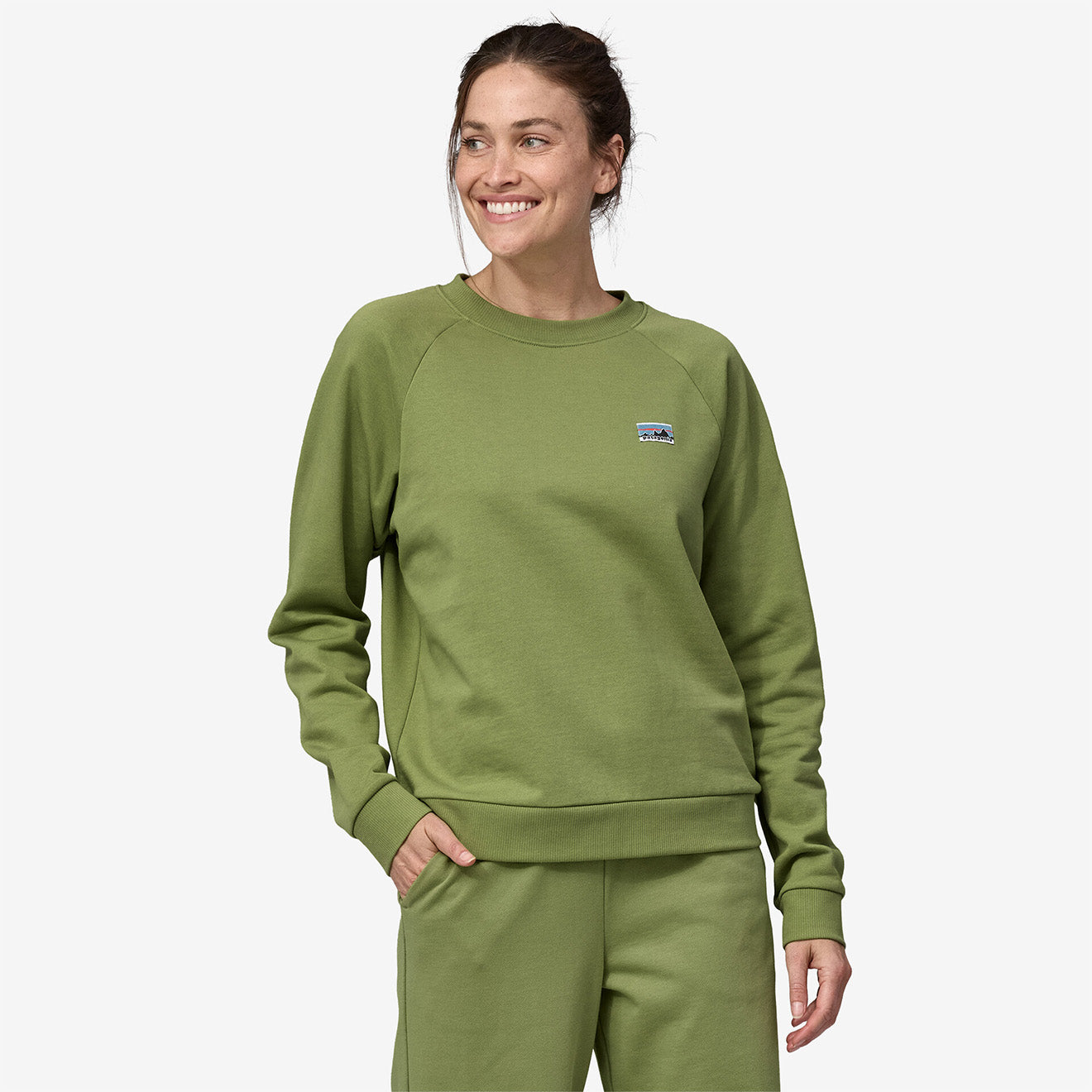 Patagonia Womens Regenerative Organic Certified Cotton Essential Top Buckhorn Green The Sporting Lodge