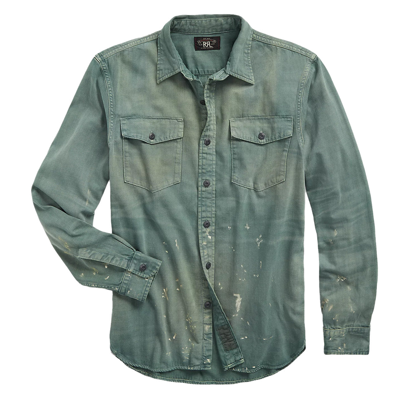 RRL by Ralph Lauren Distressed Twill Workshirt Service Green The Sporting Lodge