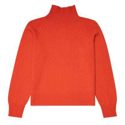 Sunspel Womens Lambswool Funnel Neck Jumper Magma - The Sporting Lodge