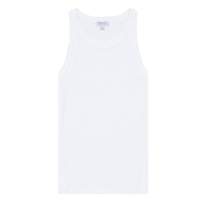 Sunspel Womens Ribbed Tank Top White