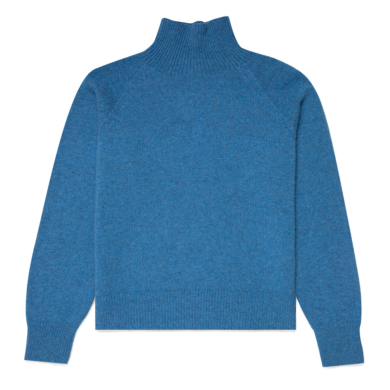 Sunspel Womens Lambswool Funnel Neck Jumper Blue Jean - The Sporting Lodge