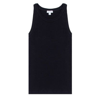 Sunspel Womens Ribbed Tank Top Black - The Sporting Lodge