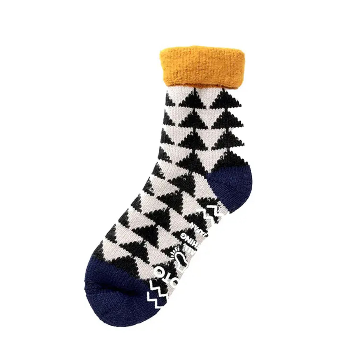 RoToTo Comfy Room Socks Sankaku Gold / Black / Navy - The Sporting Lodge