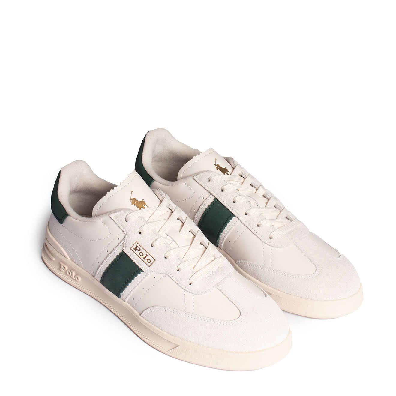 Polo Ralph Lauren Aera Trainers Low Top Lace White / Green - The Sporting Lodge