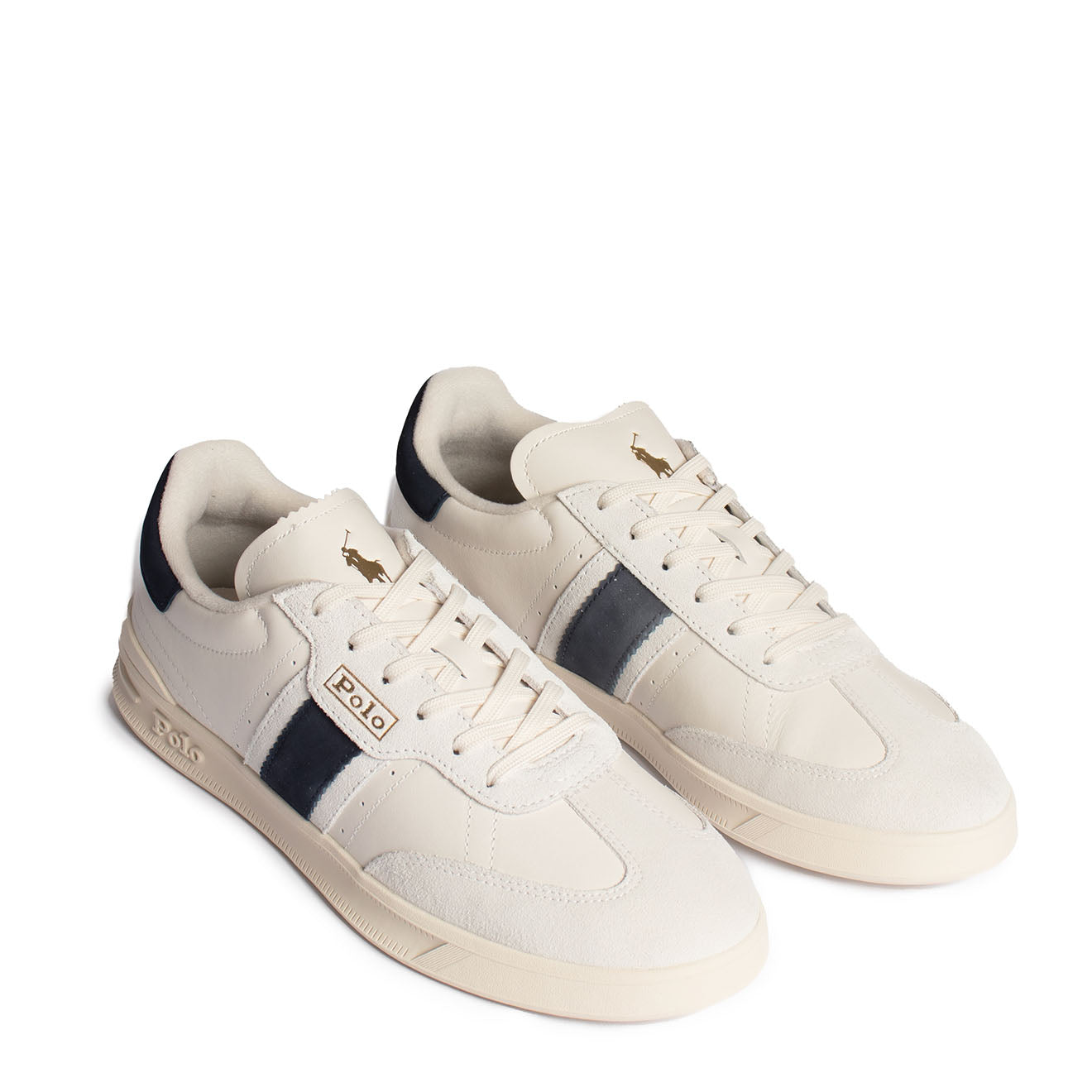 Polo Ralph Lauren Aera Trainers Low Top Lace Cream / Navy - The Sporting Lodge