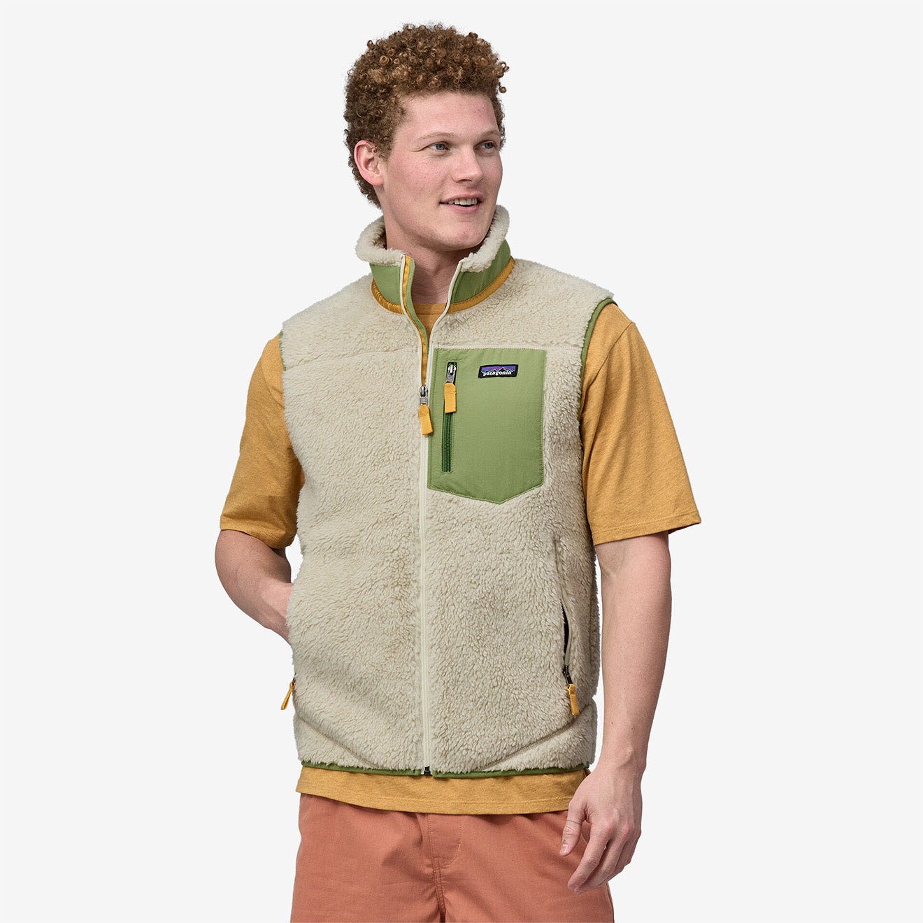 Patagonia Classic Retro X Fleece Vest Dark Natural w Buckhorn Green