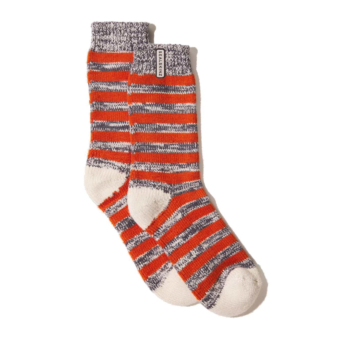 Sealskinz Banham Bamboo Striped Sock Orange / Grey / Cream - The Sporting Lodge