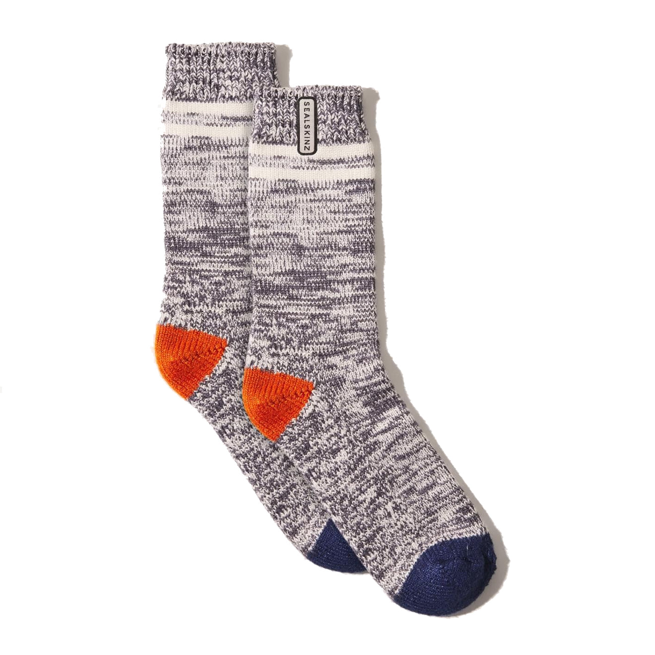 Sealskinz Thwaite Bamboo Twisted Sock Gry/Nvy/Or/Crm - The Sporting Lodge