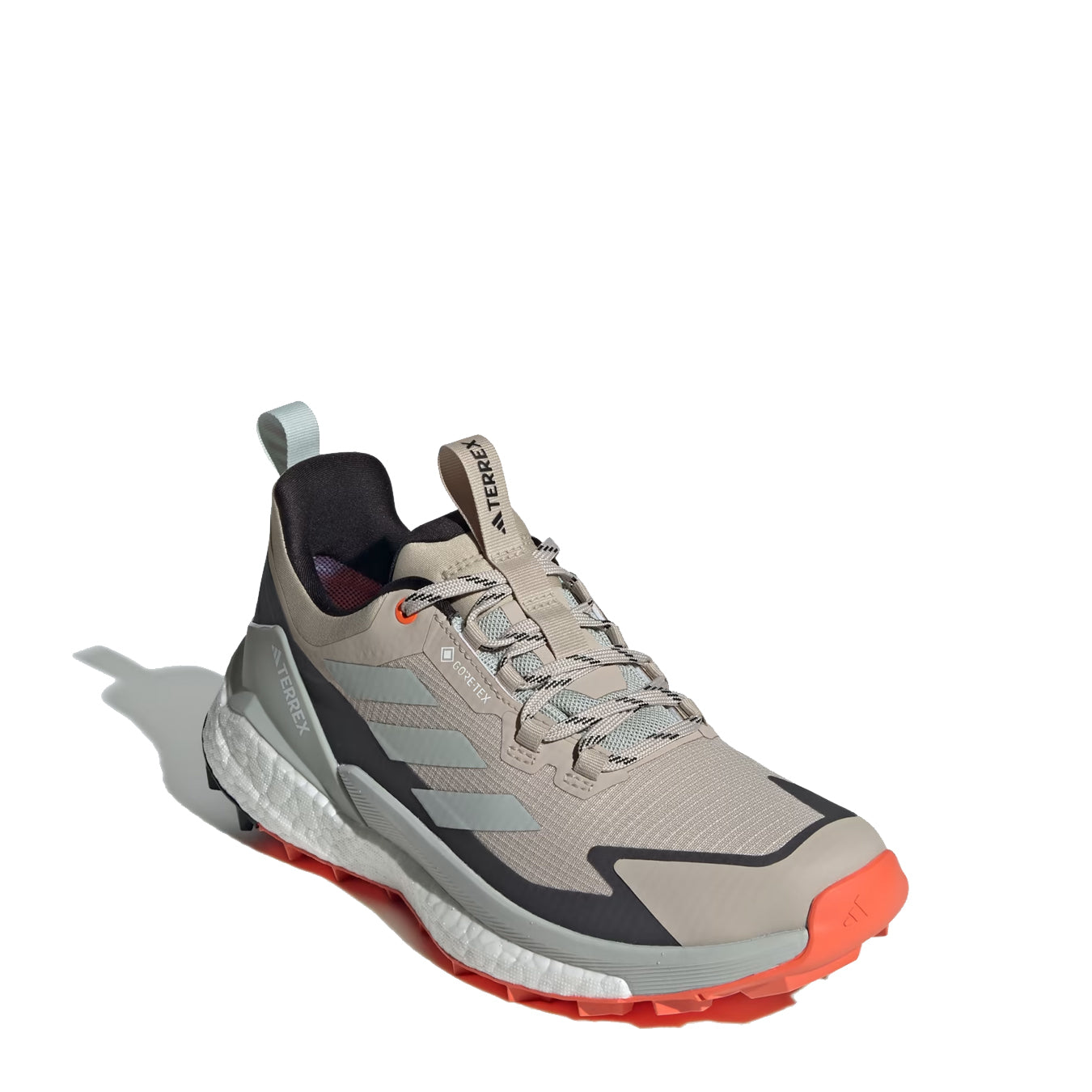 Adidas Terrex Womens Free Hiker 2.0 Low Gore-Tex Wonder Beige / Core Black / Semi Impact Orange - The Sporting Lodge