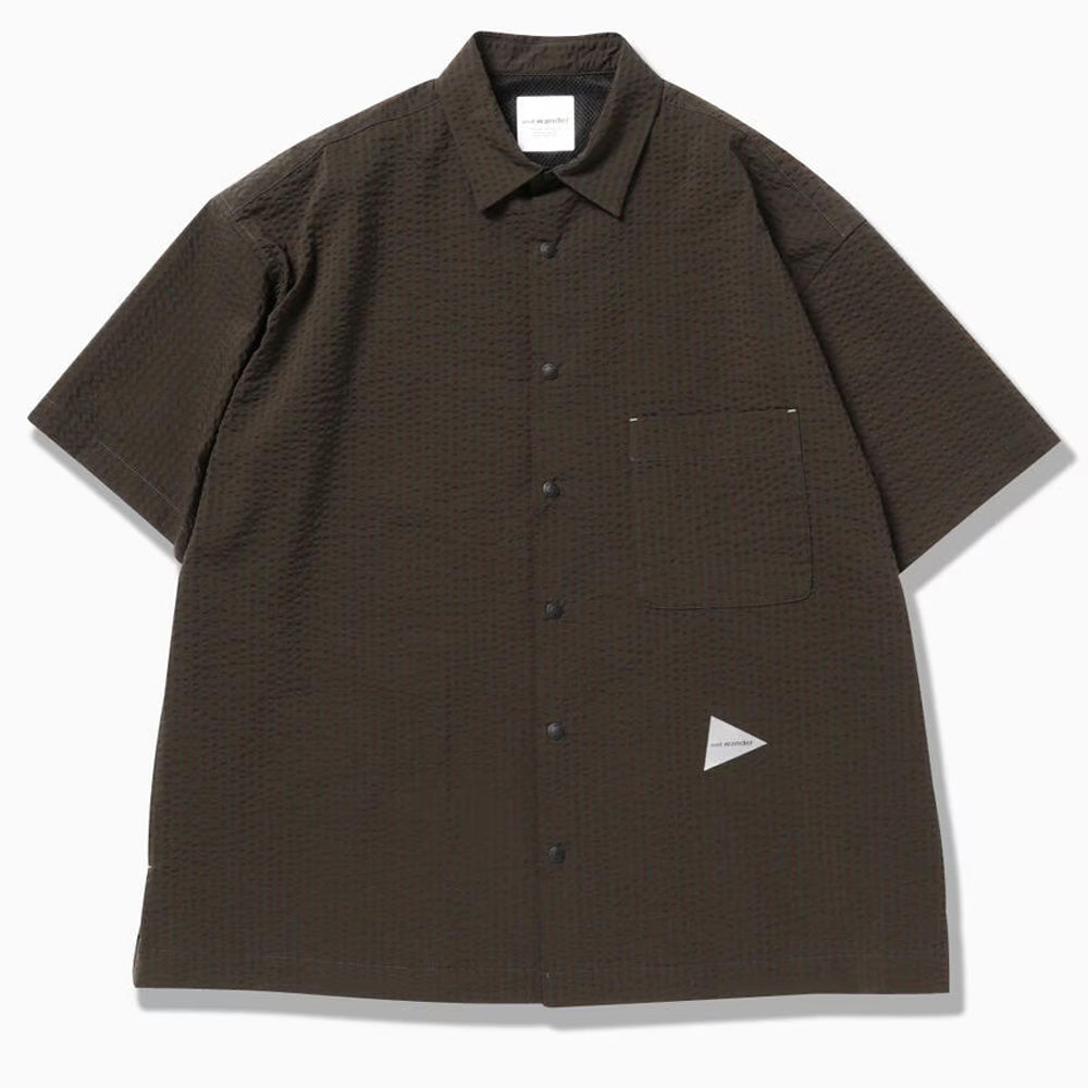 And Wander Dry Soft Seersucker S/S Shirt Khaki - The Sporting Lodge