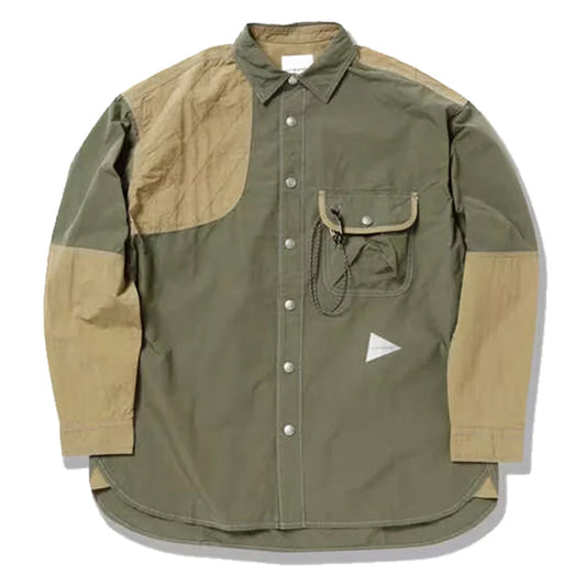 And Wander Cordura Rip Mix Shirt Khaki - The Sporting Lodge