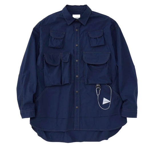 And Wander Multi Pocket Shirt Blue - The Sporting Lodge