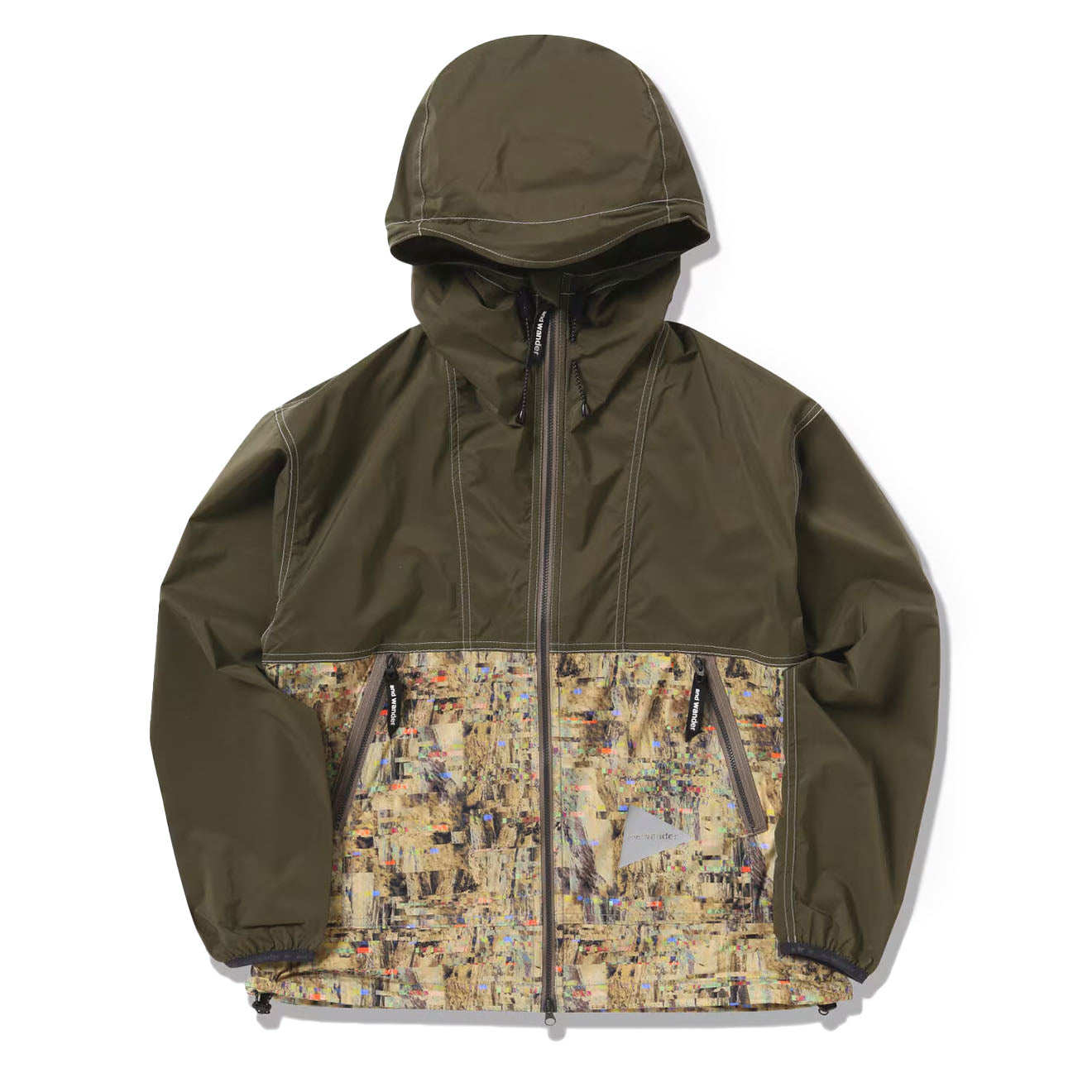 And Wander Pertex Printed Wind Jacket Beige - The Sporting Lodge