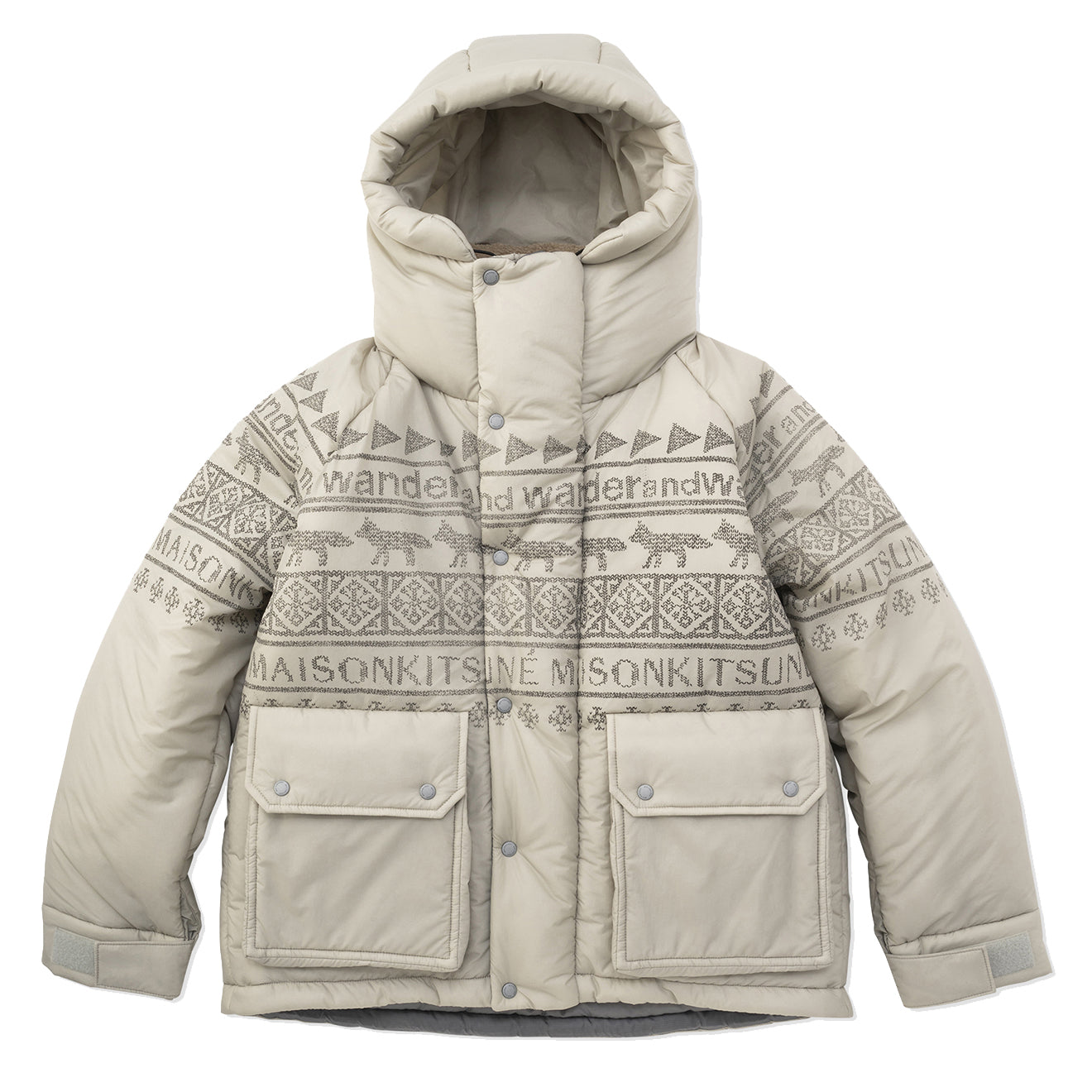 And Wander x Maison Kitsune Nordic Border Insulation Jacket Beige - The Sporting Lodge