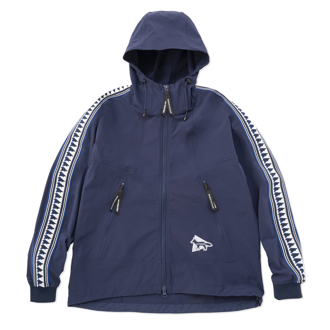 And Wander x Maison Kitsune Trak Hoodie Navy - The Sporting Lodge