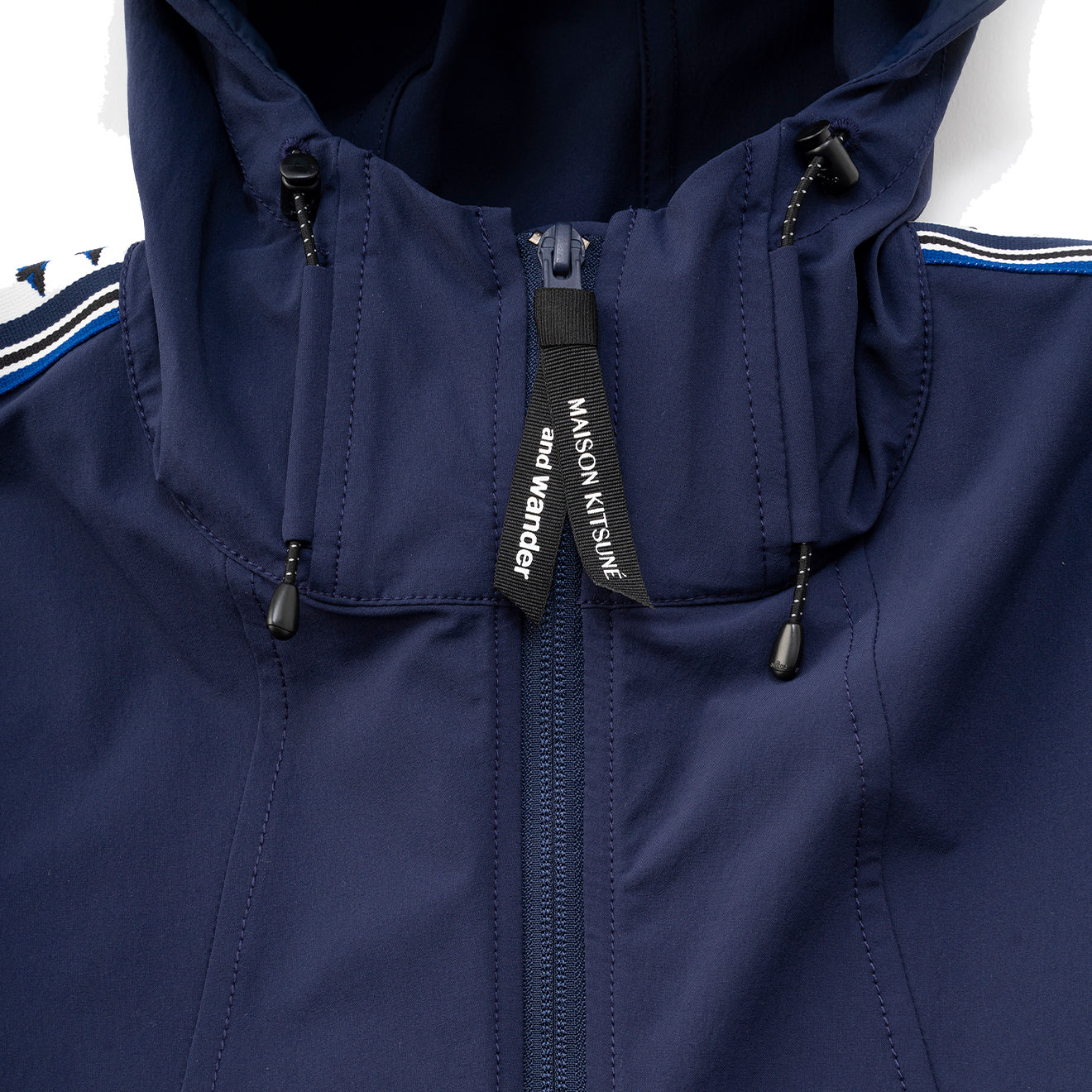 And Wander x Maison Kitsune Trak Hoodie Navy - The Sporting Lodge