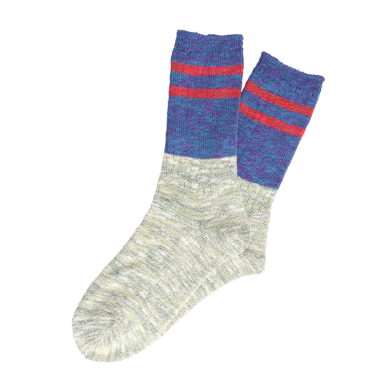 Anonymous Ism Slub Stripes Sock Crew Indigo - The Sporting Lodge