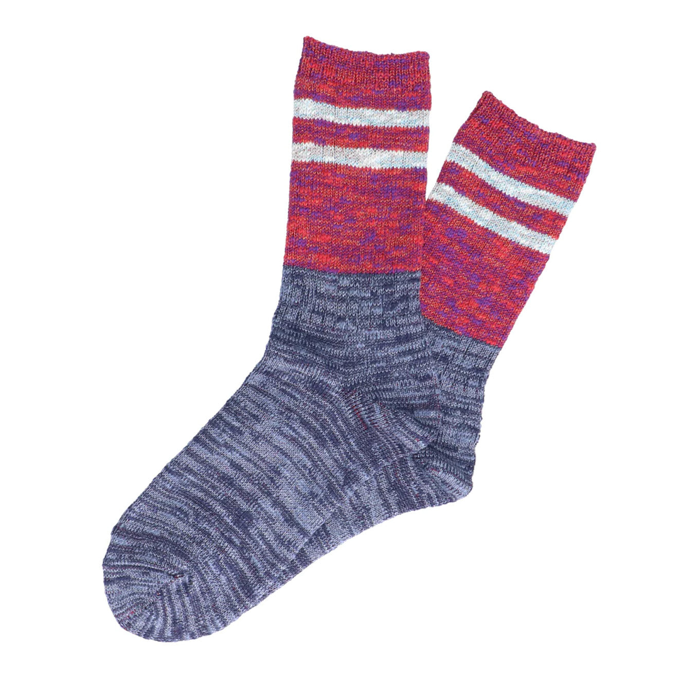 Anonymous Ism Slub Stripes Sock Crew Red - The Sporting Lodge