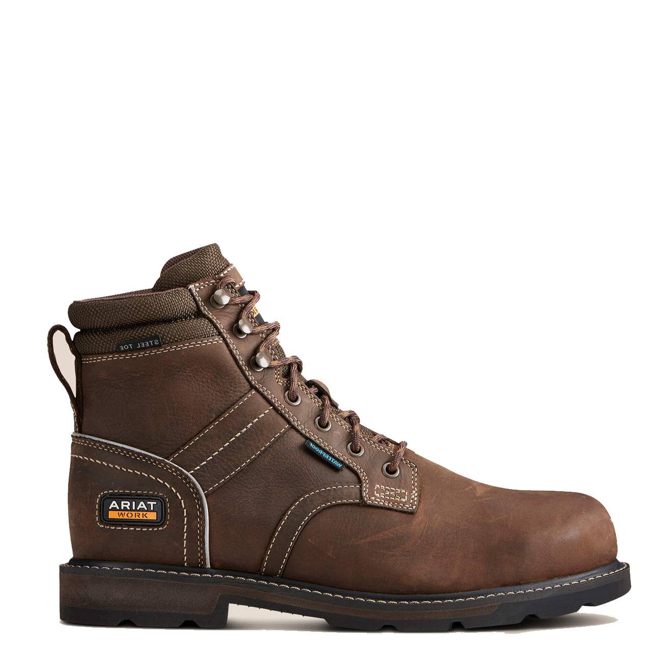 Ariat Groundbreaker 6 Inch Lace Steel Toe Waterproof Work Boot Dark Brown The Sporting Lodge