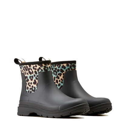 Ariat Womens Kelmarsh Shortie Rubber Boot Black / Leopard Camo - The Sporting Lodge