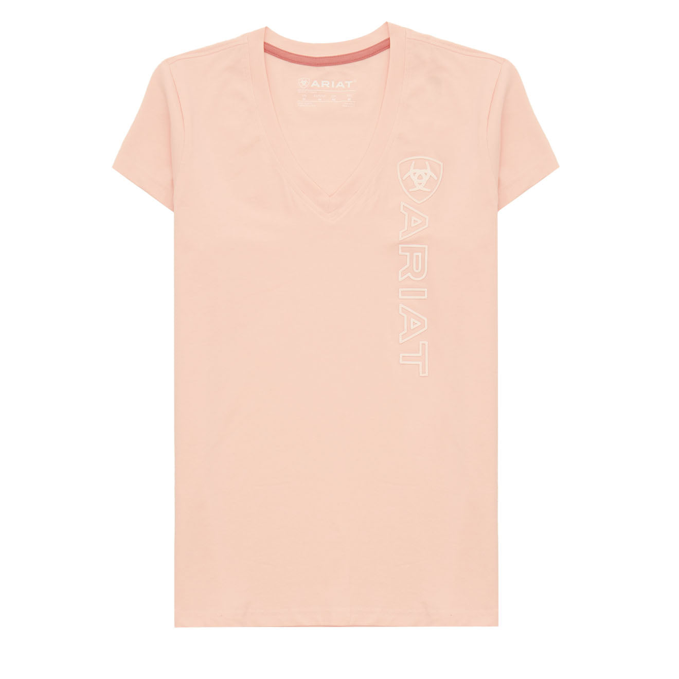 Ariat Womens Vertical Logo V T-Shirt Blushing Rose - The Sporting Lodge