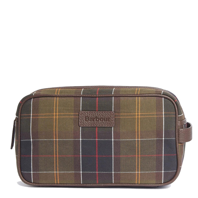 Barbour Tartan Leather Wash Bag Classic Tartan The Sporting Lodge