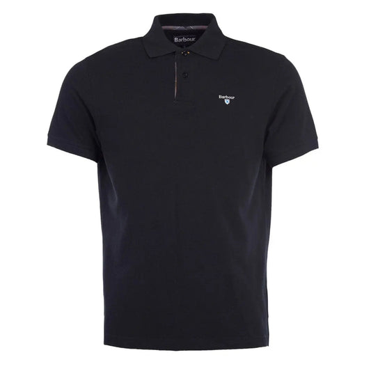 Barbour Tartan Cotton Pique Polo Shirt Black - The Sporting Lodge