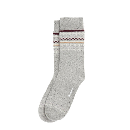 Barbour Anaise Fair Isle Sock Light Grey/Cabernet