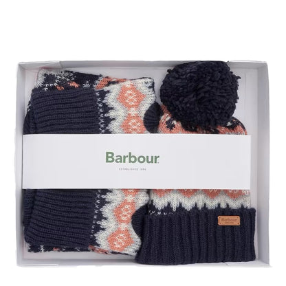 Barbour Case Fair Isle Dog Gift Set Pink/Navy - The Sporting Lodge