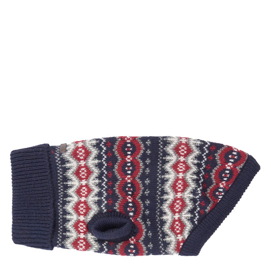 Barbour Case Fairisle Dog Jumper Blue Granite - The Sporting Lodge