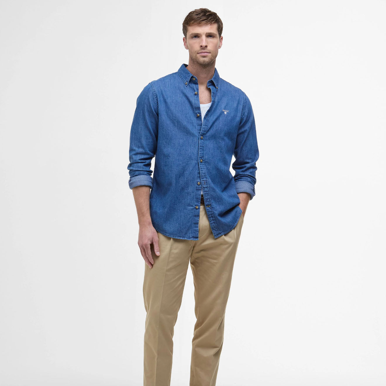 Barbour Chambray Crest Tailored Fit Shirt Chambray