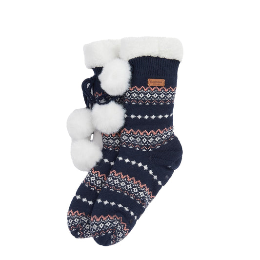 Barbour Fair Isle Lounge Socks Pink/Navy