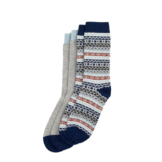 Barbour Fair Isle Sock 2 Pack Blue Granite Mix