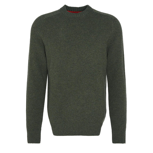 Barbour Grangetown Merino Crew Neck Sweater Mid Olive - The Sporting Lodge