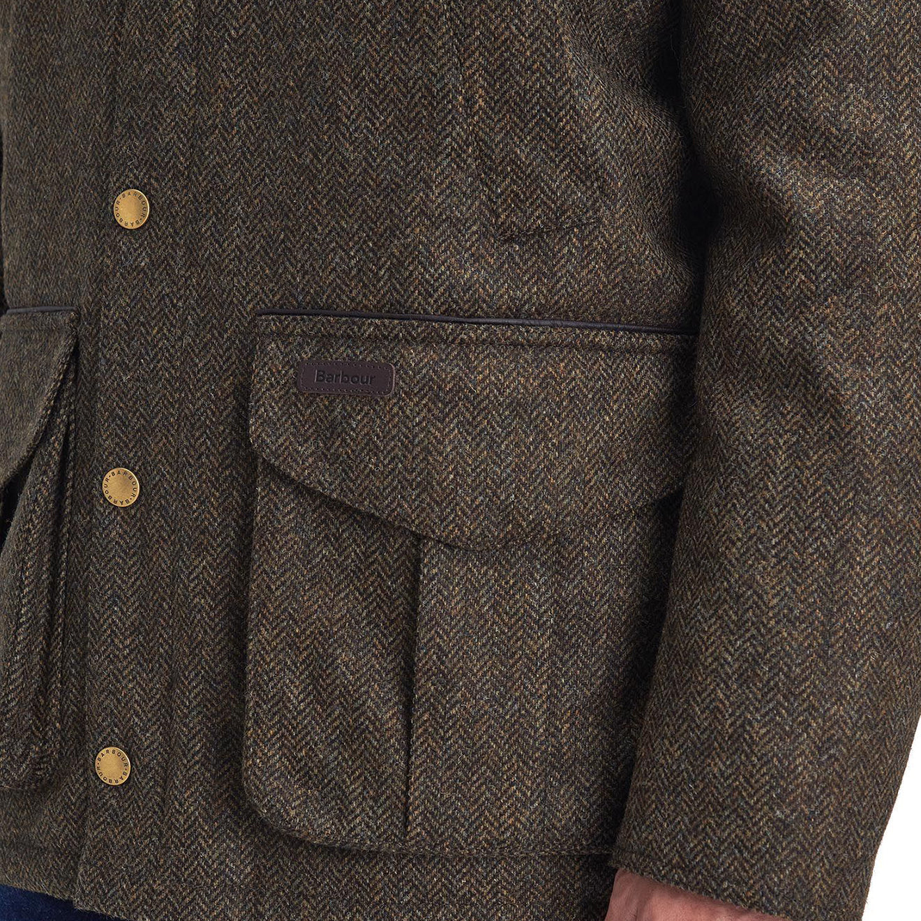 Barbour Hereford Tweed Wool Jacket Olive