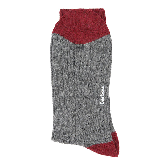 Barbour Houghton Socks Mid Grey/Red