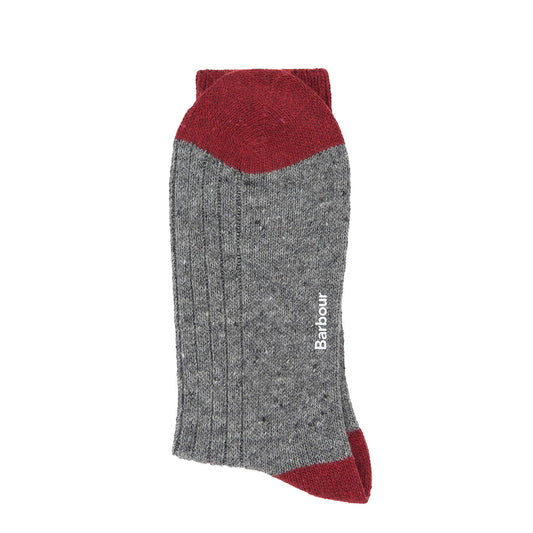 Barbour Houghton Socks Mid Grey/Red