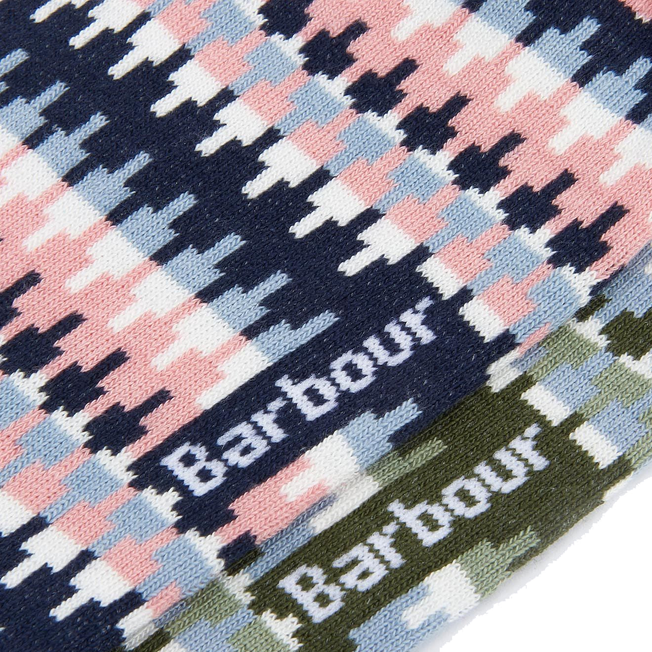 Barbour Louise Fair Isle Sock 2 Pack Set Pink/Loden