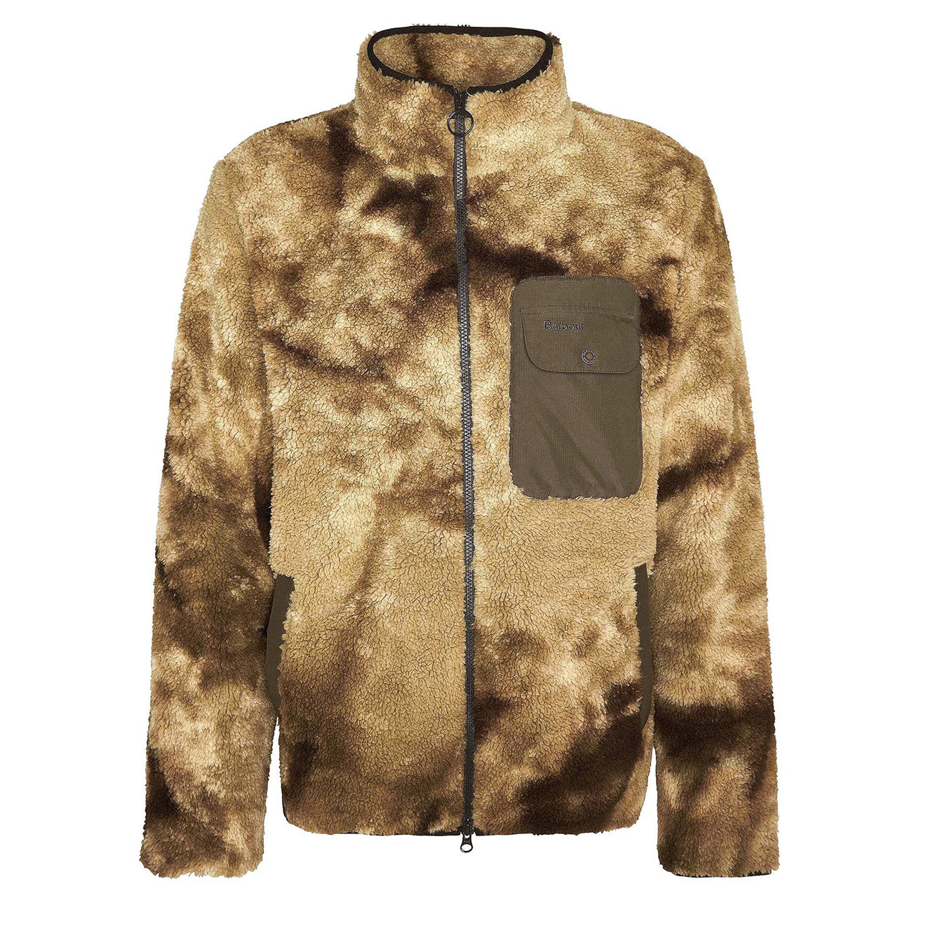 Barbour Moor Tie Dye Fleece Jacket Khaki Print