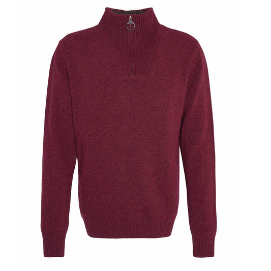 Barbour Nelson Essential Half Zip Knitted Jumper Port - The Sporting Lodge