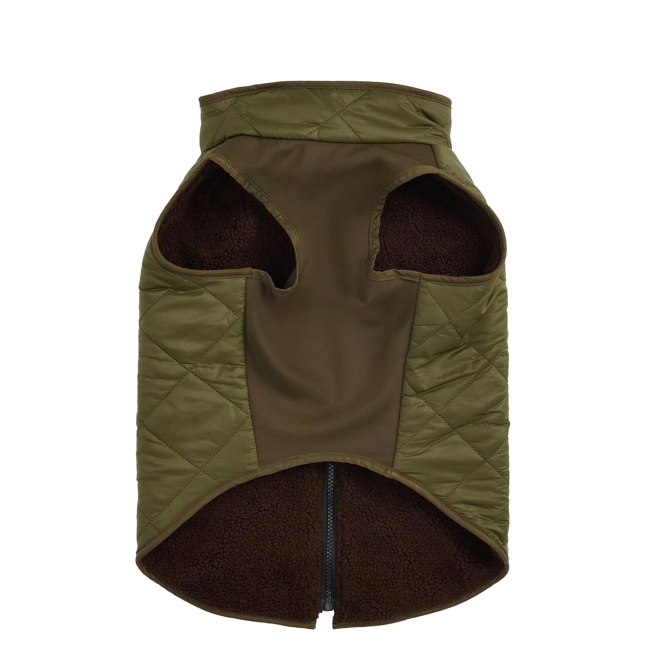 Barbour Reversible Quilt/Borg Fleece Dog Coat Olive/Brown - The Sporting Lodge