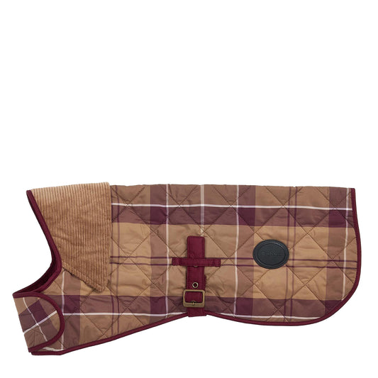 Barbour Tartan Dog Coat Muted Cabernet - The Sporting Lodge