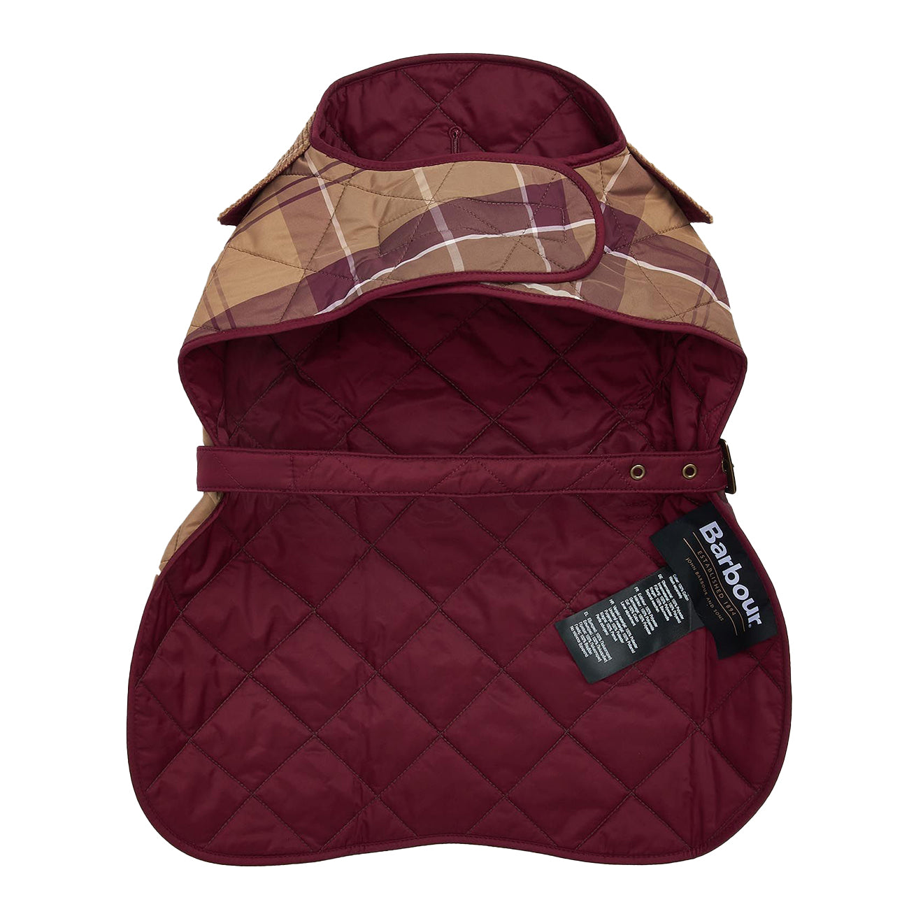 Barbour Tartan Dog Coat Muted Cabernet - The Sporting Lodge